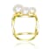 Pear Shape Pearl Cluster Ball Ring In 14K Gold Over Sterling Silver
