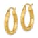 14k Yellow Gold 13/16" Polished Satin and Diamond-Cut Hoop Earrings