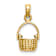 10K Yellow Gold 3D Textured Moveable Handle Basket Charm