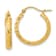 14k Yellow Gold 13/16" Polished Textured and Diamond-Cut Hoop Earrings