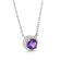 Dark Purple Amethyst with White Topaz Halo Rhodium Over Sterling Silver Necklace