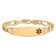 14k Yellow Gold Medical Soft Diamond Shape Red Enamel Figaro Link ID Bracelet