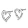 Rhodium Over 14k White Gold Diamond Heart Stud Earrings