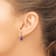 Sterling Silver Antiqued with 14K Accent Leaf Amethyst Dangle Post Earrings