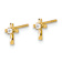 14k Yellow Gold Polished and Diamond-Cut Cubic Zirconia Cross Stud Earrings