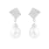 7½-8mm White Cultured Freshwater Pearl and Cubic Zirconia Rhodium Over
Sterling Silver Earrings