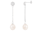7-7½mm White Cultured Freshwater Pearl and Cubic Zirconia Rhodium Over
Sterling Silver Earrings