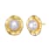 Pear Shape Pearl Hammered Stud Earrings In 14K Gold Over Sterling Silver