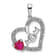 Rhodium Over 14k White Gold Ruby and Diamond Mom Heart Pendant