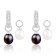 7-8mm White Black Cultured Freshwater Pearl and Cubic Zirconia Rhodium
Over Sterling Silver Earrings