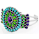 Purple, Green And Blue Turquoise Sterling Silver Cuff Bangle