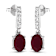 1.70ctw 14K White Gold Red Ruby and White Diamond Halo Earrings