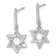 Rhodium Over 14k White Gold Diamond Star of David Dangle Earrings
