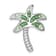 Rhodium Over Sterling Silver Polished Green Crystal Palm Tree Chain Slide