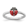 Rhodium Over Sterling Silver Polished and Enameled Ladybug Children's Ring