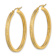 14K Yellow Gold Polished and Brushed 1 1/2" Hoop Earrings