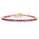 Ruby Color CZ Tennis Bracelet In 14K Gold Over Brass