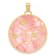 14K Yellow Gold Pink and White MOP Reversible Circle with Flowers Pendant