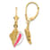14k Yellow Gold Textured Multi-Colored Enameled Conch Shell Dangle Earrings