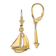 14k Yellow Gold 3D Polished Sailboat Dangle Earrings