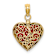 10K Yellow Gold 3D Textured Red Enameled Reversible Openable Heart Charm
