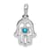 Rhodium Over 14k White Gold Turquoise Chamseh Pendant