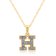 White Diamond Accent 10k Yellow Gold H Initial Pendant With 18” Rope Chain