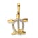 14k Two-tone Gold Diamond-Cut Turtle with Flower Pendant