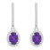 7x5mm Oval Amethyst 1/3 ctw Diamond Rhodium Over Sterling Silver Halo
Dangle Earrings