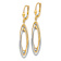 14k Two-tone Textured and Polished Oval Dangle Earrings