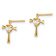 14k Yellow Gold Children's Cubic Zirconia Cross with Heart Stud Earrings