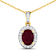 1.50ctw 14K Yellow Gold Ruby and White Diamond Pendant with 18 inch
Cable Chain