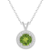 7mm Round Peridot 1/8 ctw Diamond Rhodium Over Sterling Silver Halo
Pendant with Chain