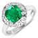 Green Emerald and White Diamond 14K White Gold Halo Ring 2.16 ctw