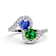 14K White Gold Tsavorite and Tanzanite Ring 1.05 ctw