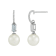 8-8.5mm Round White Freshwater Pearl, Aquamarine and Diamond Accents 14K
White Gold Drop Earrings
