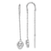 Rhodium Over Sterling Silver Polished Skull Threader Earrings