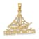 14k Yellow Gold Textured I Love Stone Harbor Sailboat pendant