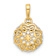 14k Two-tone Gold Floral Circle Pendant
