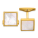 Stainless Steel Polished Yellow IP-plated Mother of Pearl Inlay Cuff Links