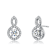 CZ Halo Drop Earrings In Rhodium Over Brass