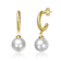 Pear Shape Pearl Twisted Hoop Earrings In 14K Gold Over Brass