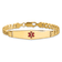 14k Yellow Gold Medical Soft Diamond Shape Red Enamel Curb Link ID Bracelet