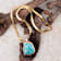 Barse Turquoise Pendant Necklace With Snake Chain In Bronze
