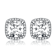 Princess-Cut CZ Halo Stud Earrings In Sterling Silver