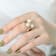 Pear Shape Pearl Cluster Ball Ring In 14K Gold Over Sterling Silver