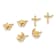 14k Yellow Gold Polished Cubic Zirconia Moon Cross and Crown Three Pair
Stud Earrings Set