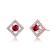 Ruby Color CZ Halo Stud Earrings In 18K Rose Gold Over Brass