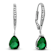 Emerald Color CZ Teardrop Drop Earrings In Sterling Silver