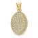 14k Tri-color Gold Satin Diamond-Cut Baptism Oval Pendant